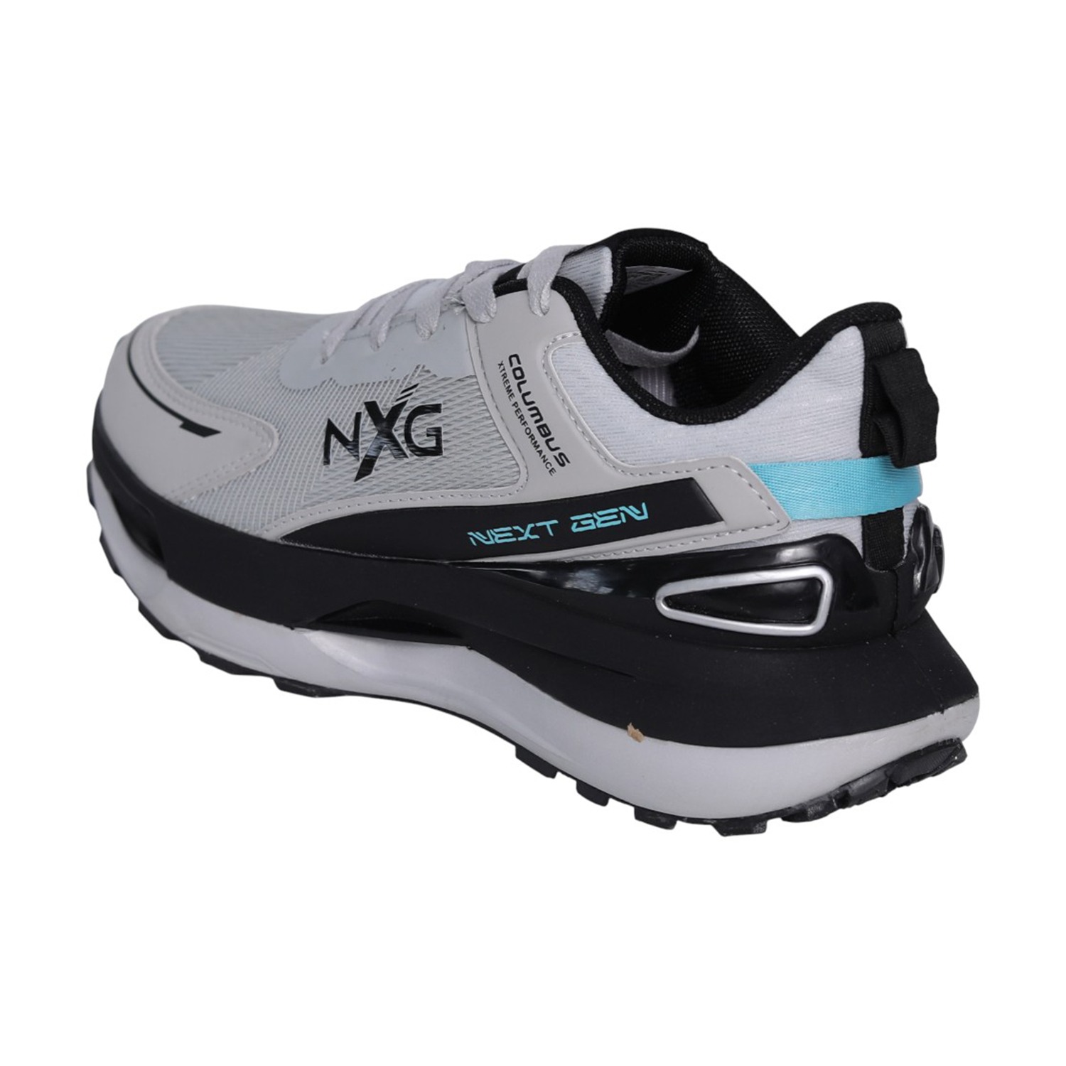 Men’s Grey Aqua Lace-Up Sports Running Shoes