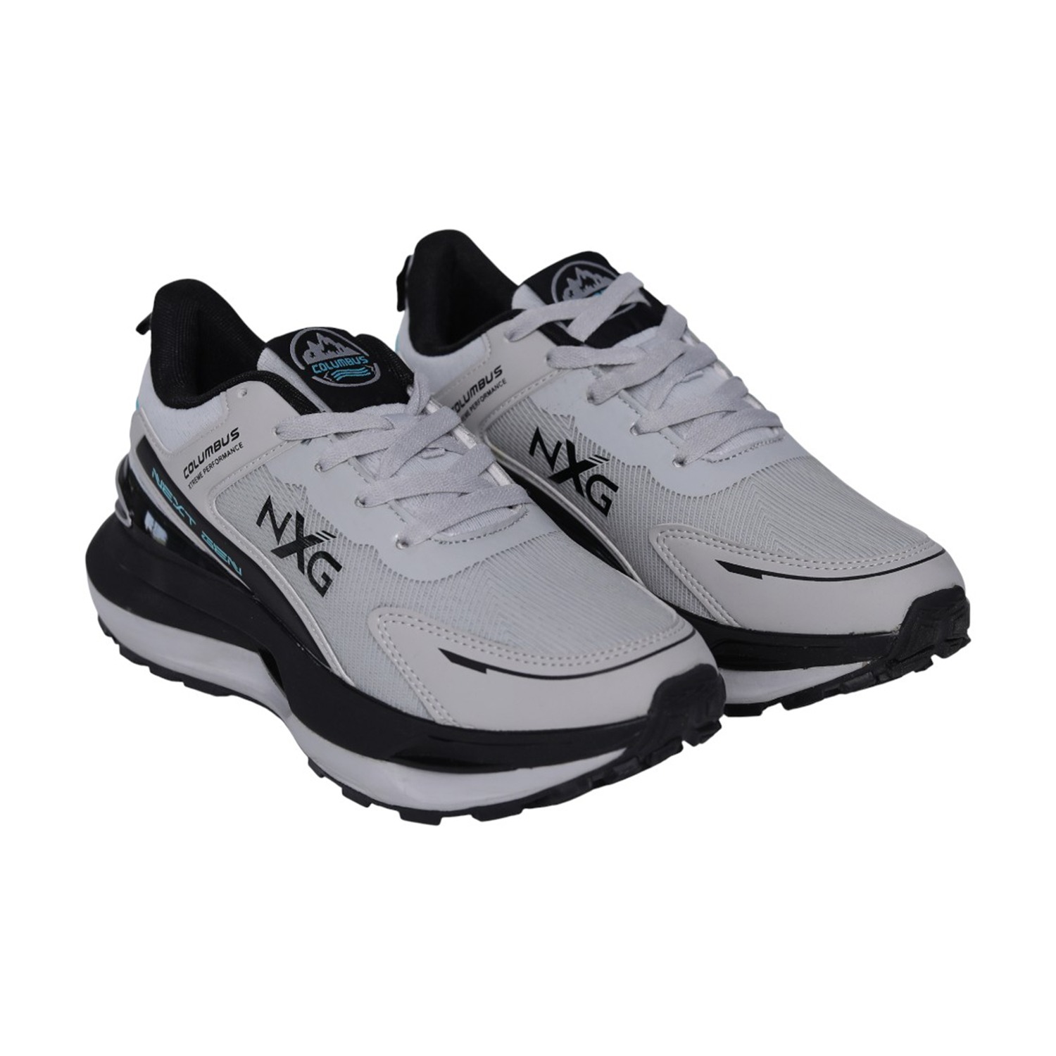Men’s Grey Aqua Lace-Up Sports Running Shoes