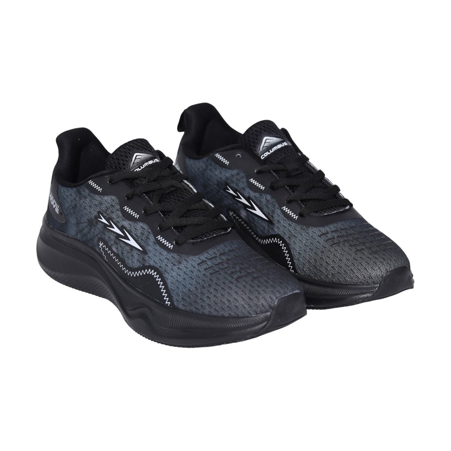 Men’s Black White Lace-Up Running Shoes