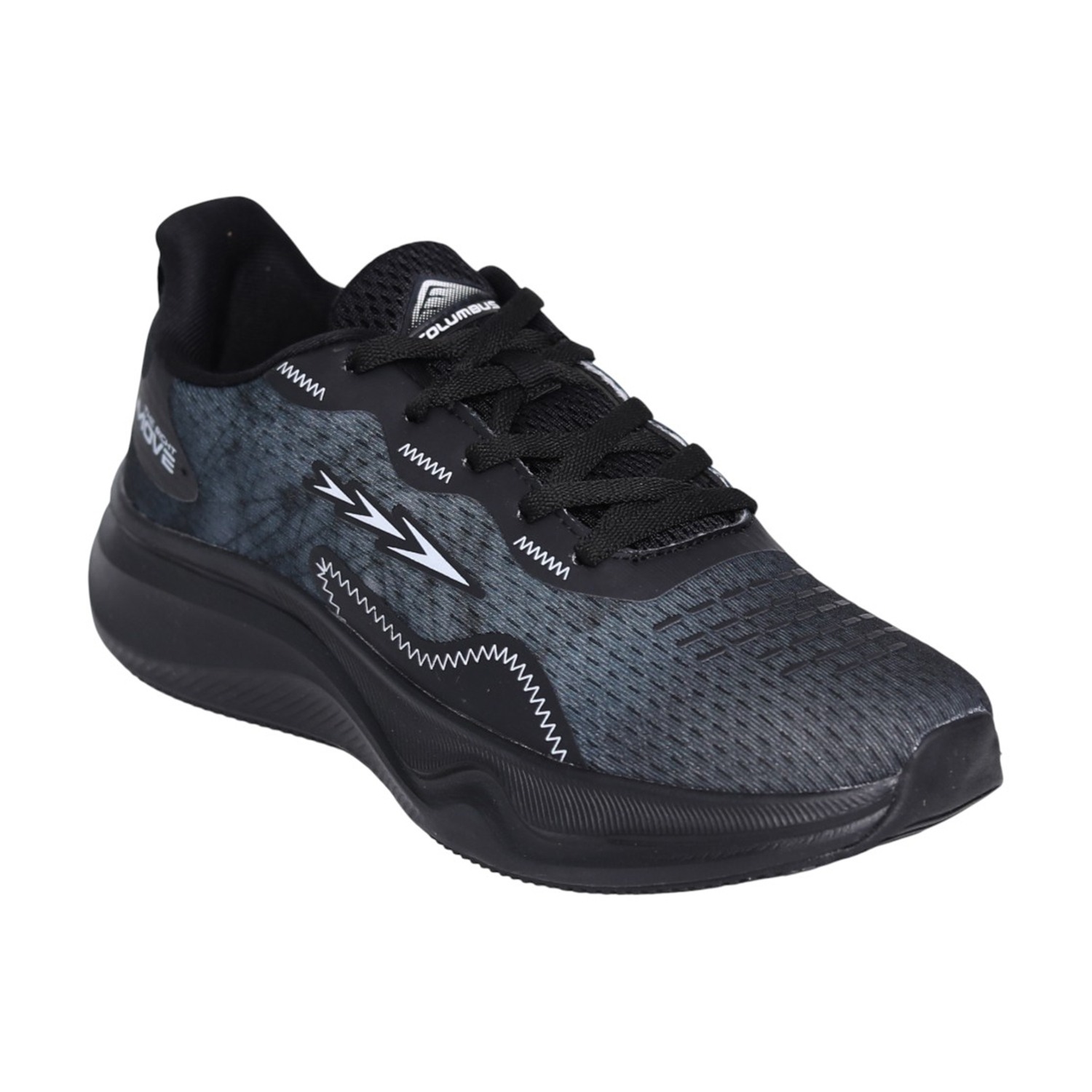 Men’s Black White Lace-Up Running Shoes