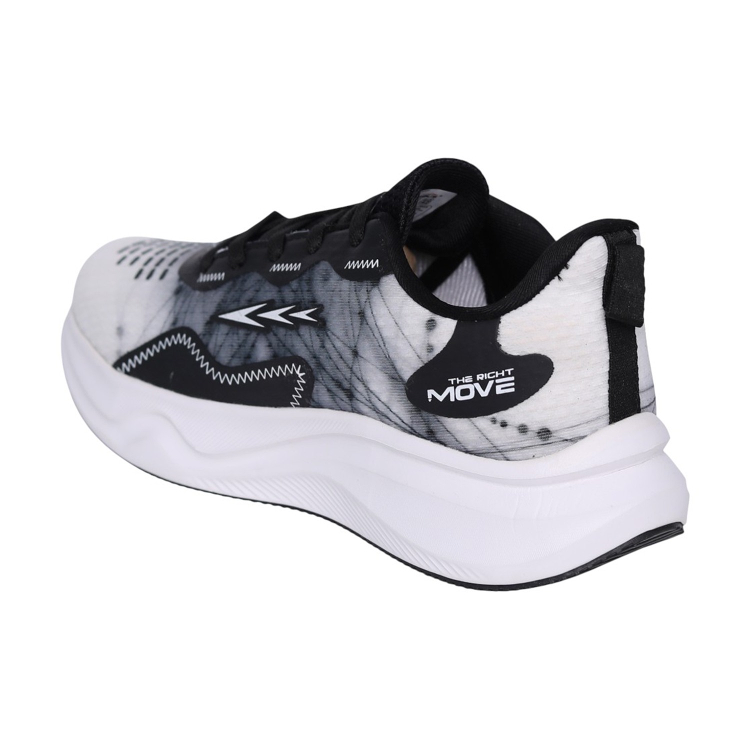 Men’s White Black Lace-Up Running Shoes