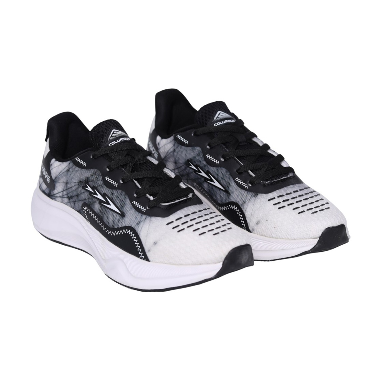 Men’s White Black Lace-Up Running Shoes
