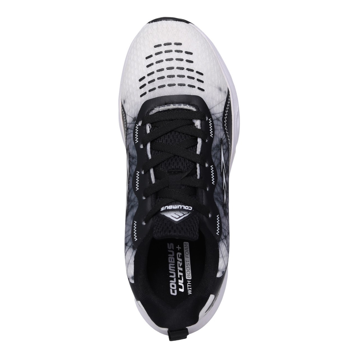 Men’s White Black Lace-Up Running Shoes