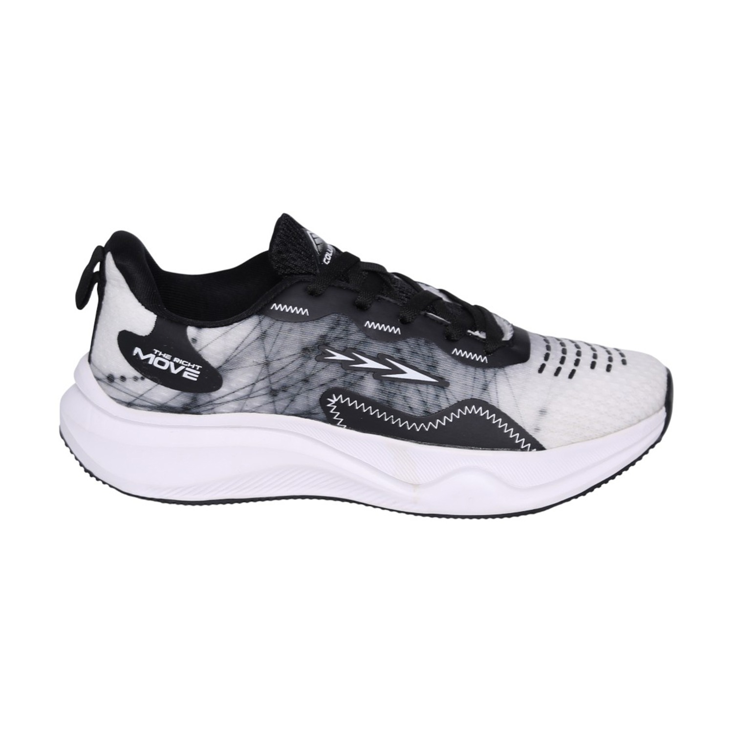 Men’s White Black Lace-Up Running Shoes