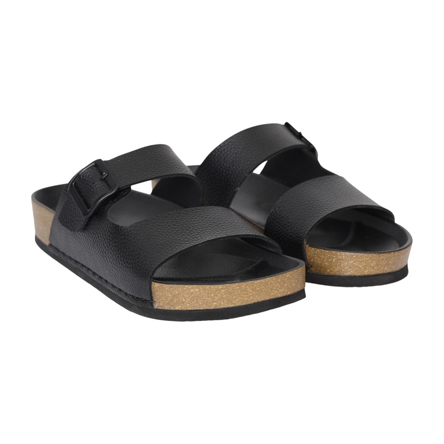 Men Black TerraCork Buckle Slides