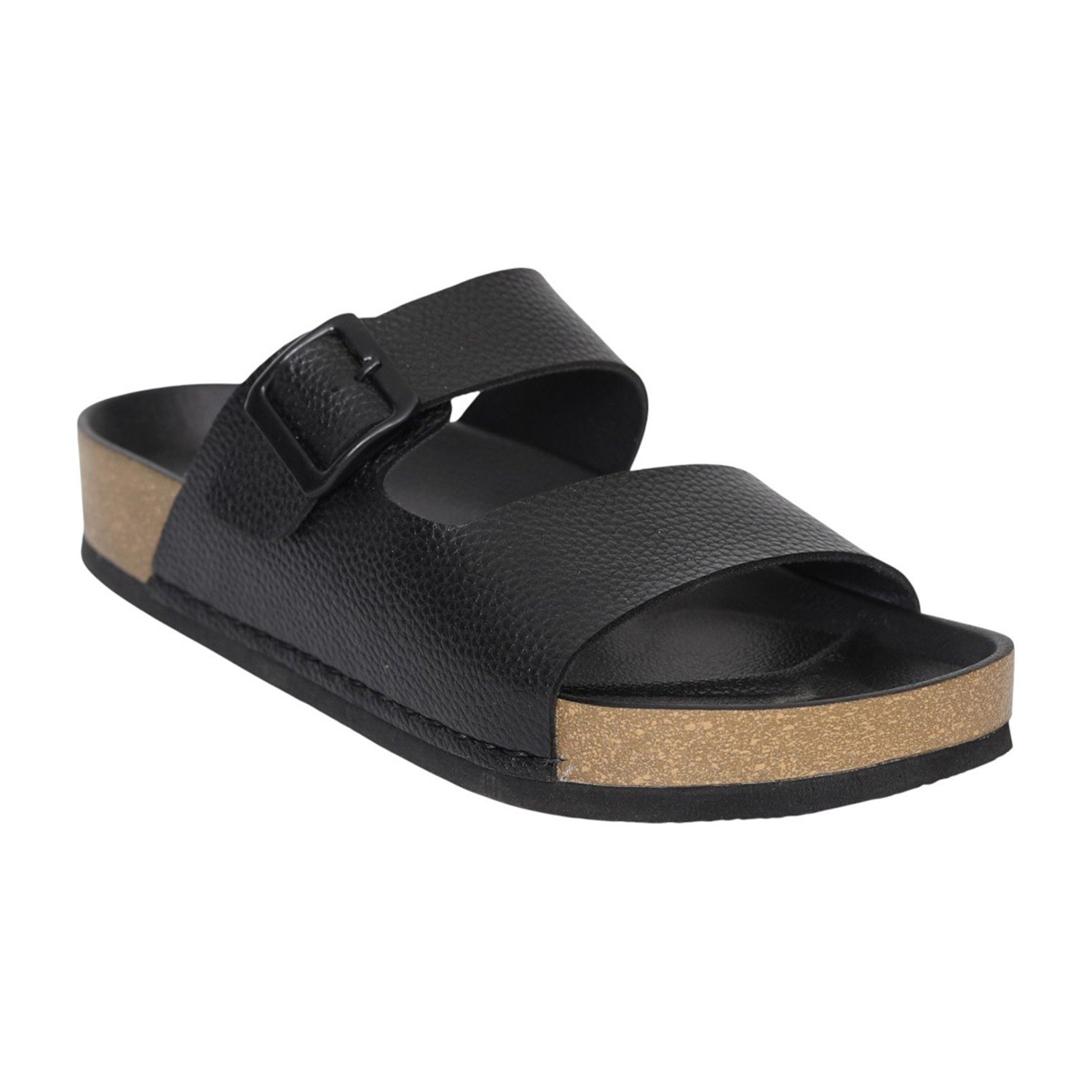 Men Black TerraCork Buckle Slides