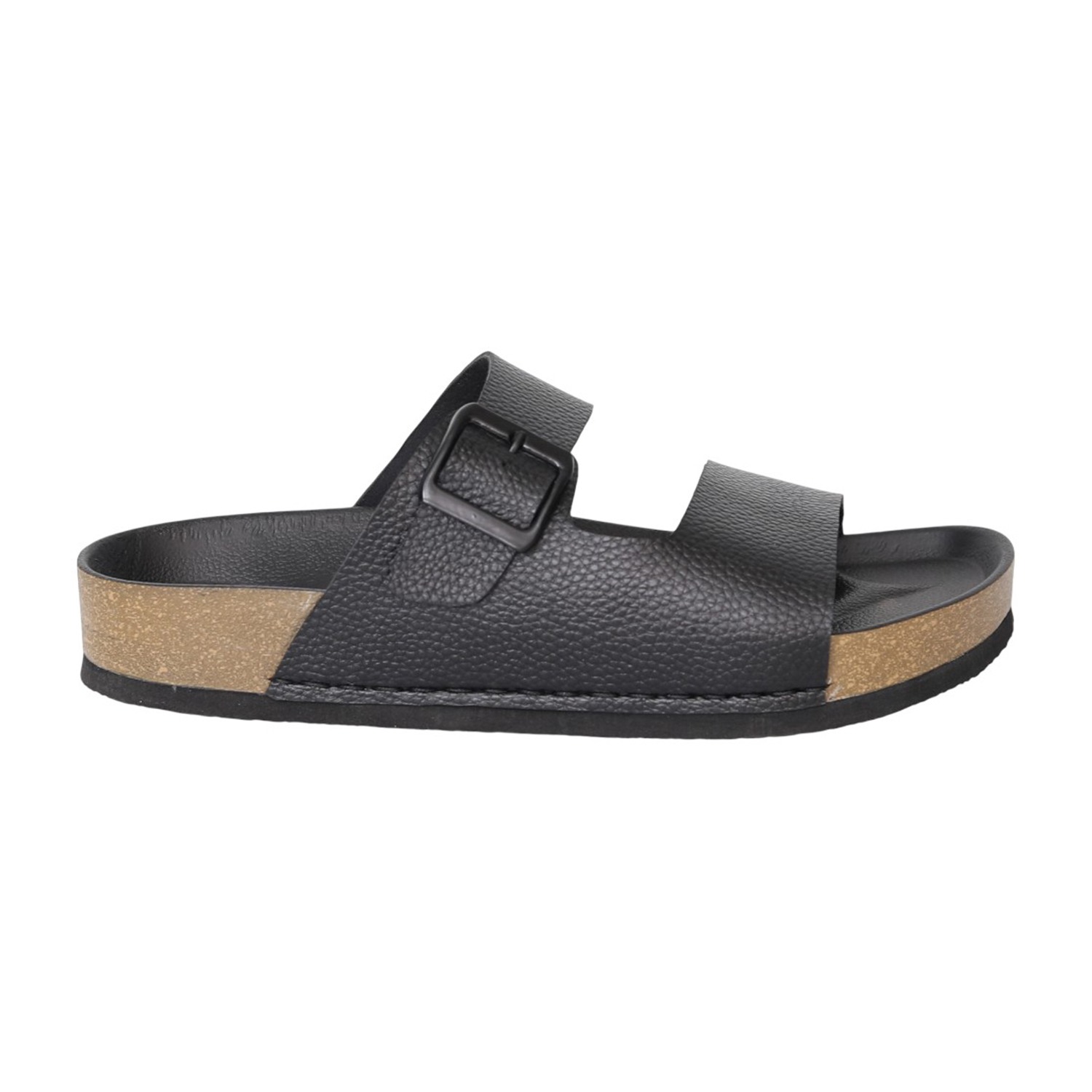 Men Black TerraCork Buckle Slides