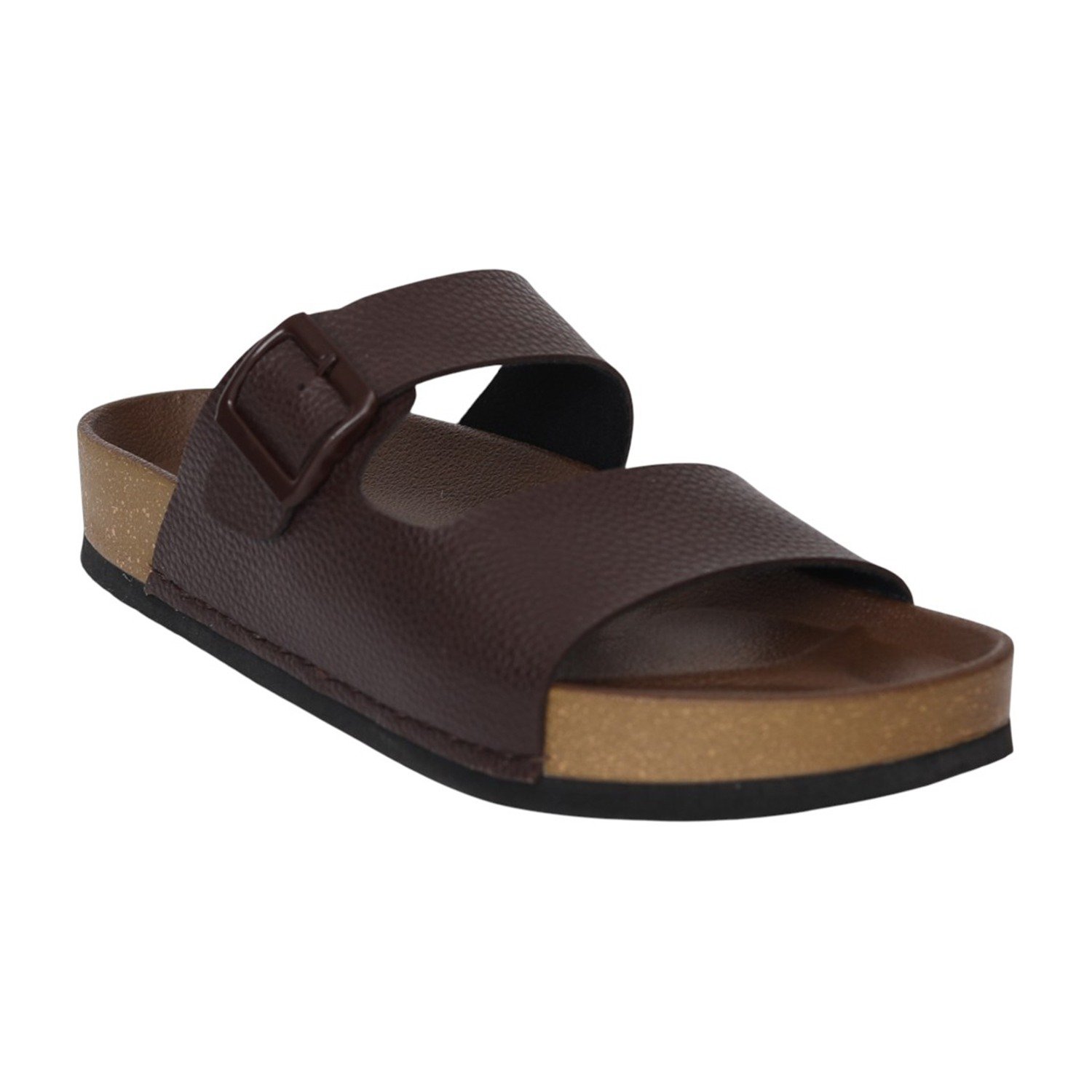 Men Brown TerraCork Buckle Slides
