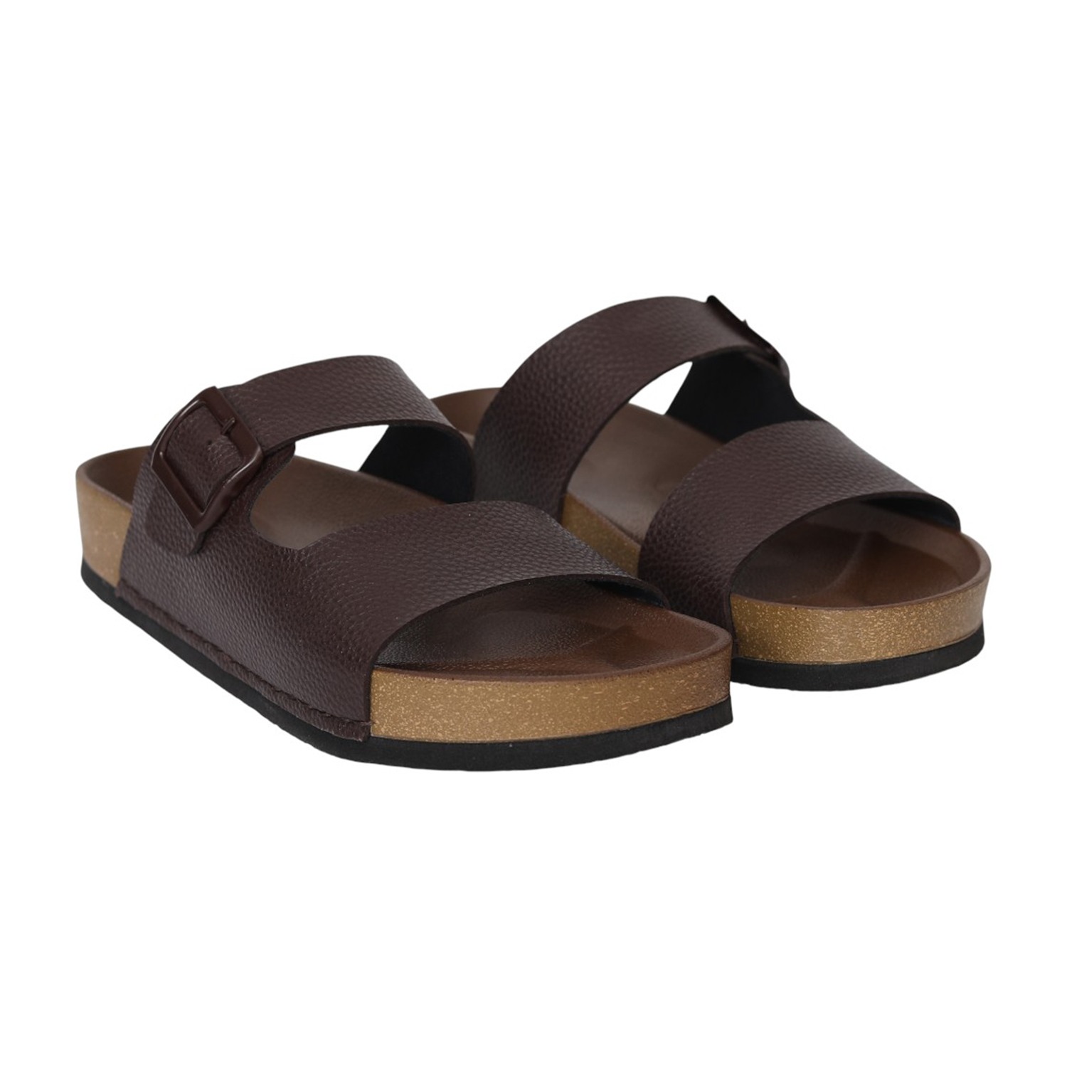 Men Brown TerraCork Buckle Slides