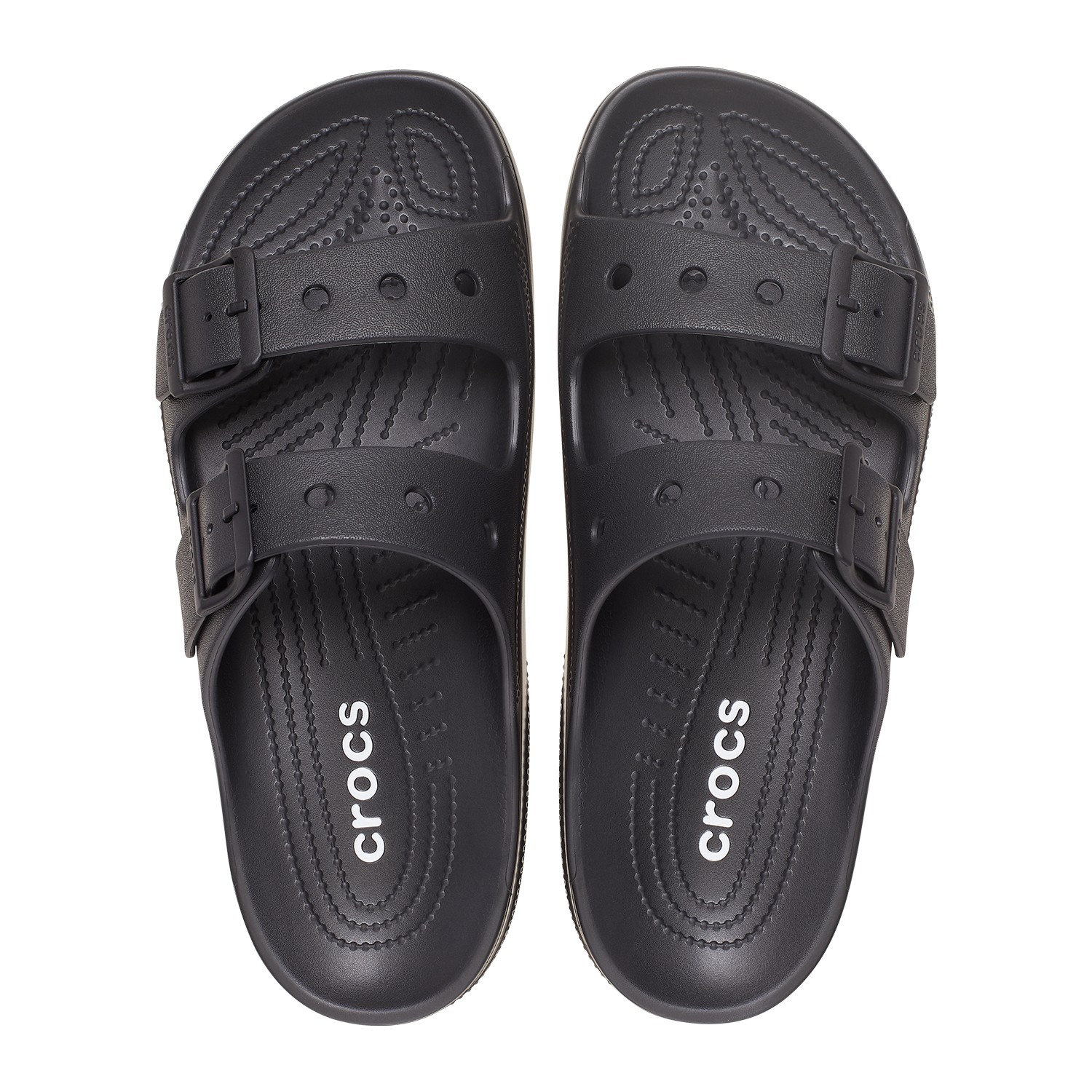 Classic Dual-Buckle Comfort Slides – Black