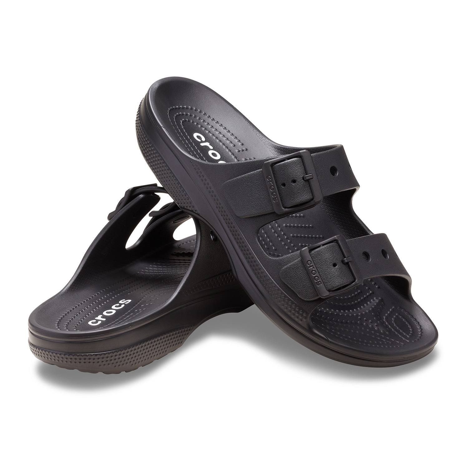 Classic Dual-Buckle Comfort Slides – Black
