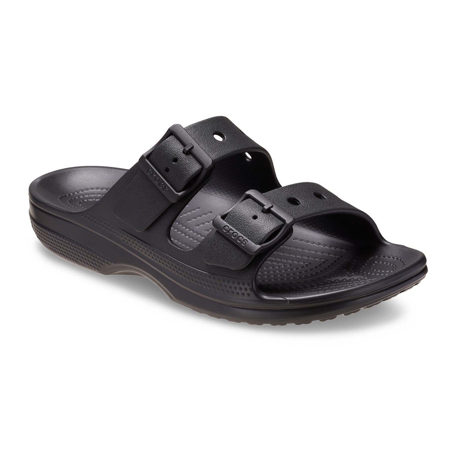 Classic Dual-Buckle Comfort Slides – Black