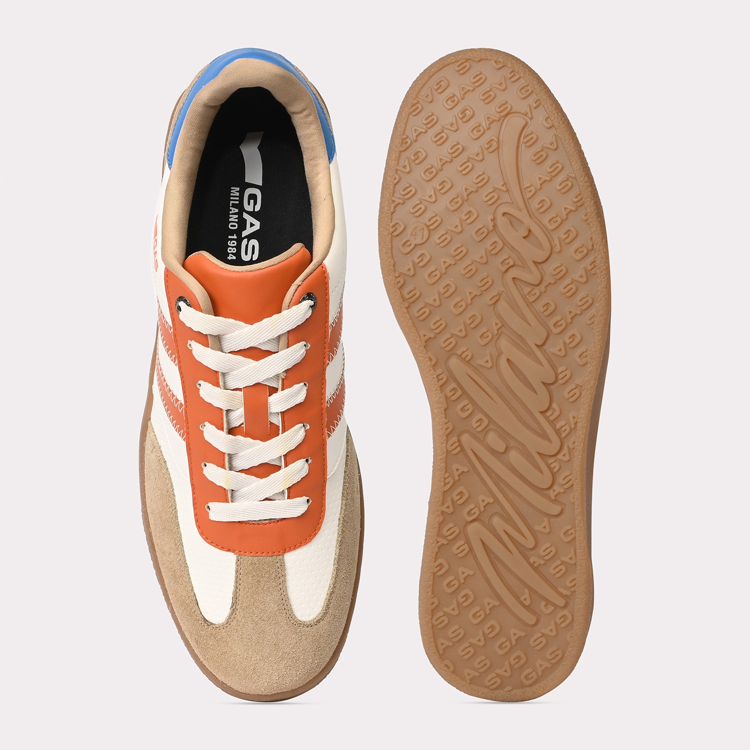GAS | Men Vertigo White Orange Sneakers|5