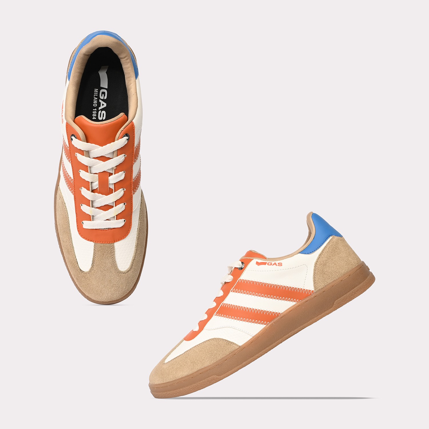 GAS | Men Vertigo White Orange Sneakers|4