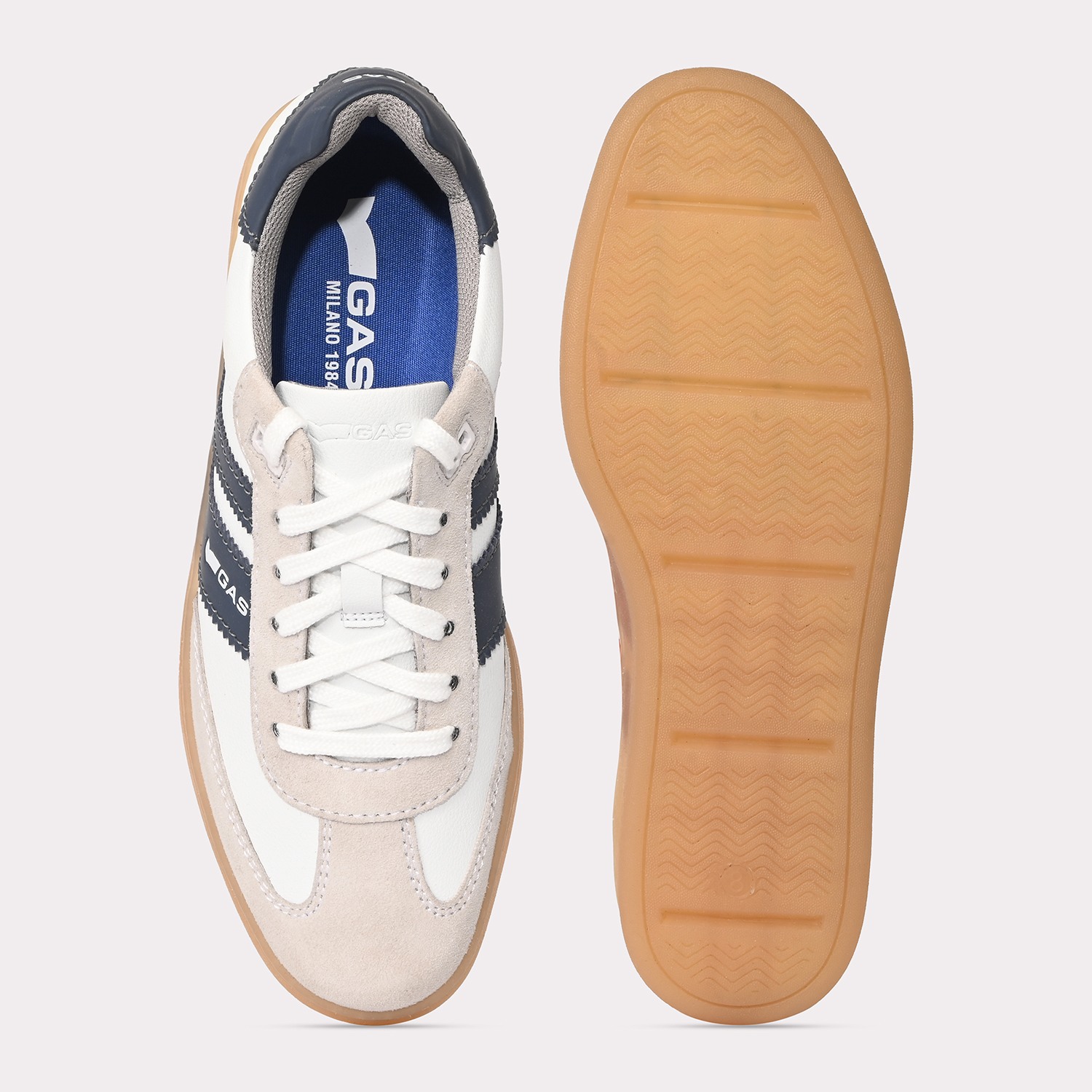 GAS | Men Sienna Stride White Navy Casual Sneakers|6