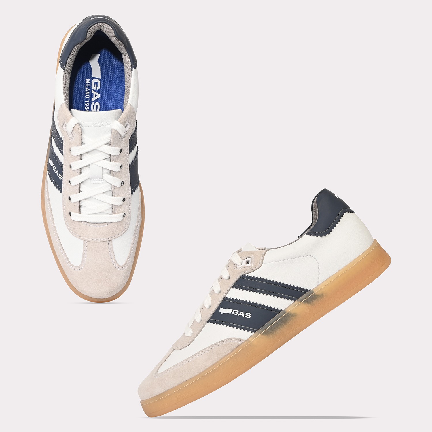 GAS | Men Sienna Stride White Navy Casual Sneakers|4