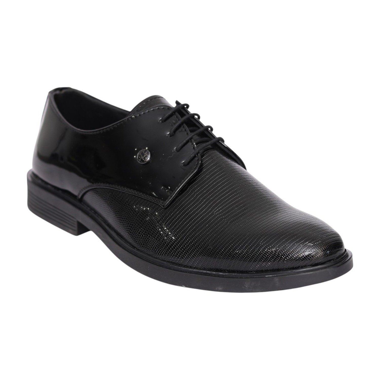 Men Black Glossy Derby Dress Shoes