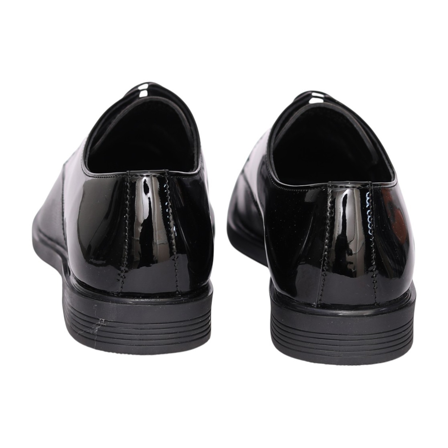 Men Black Glossy Derby Dress Shoes