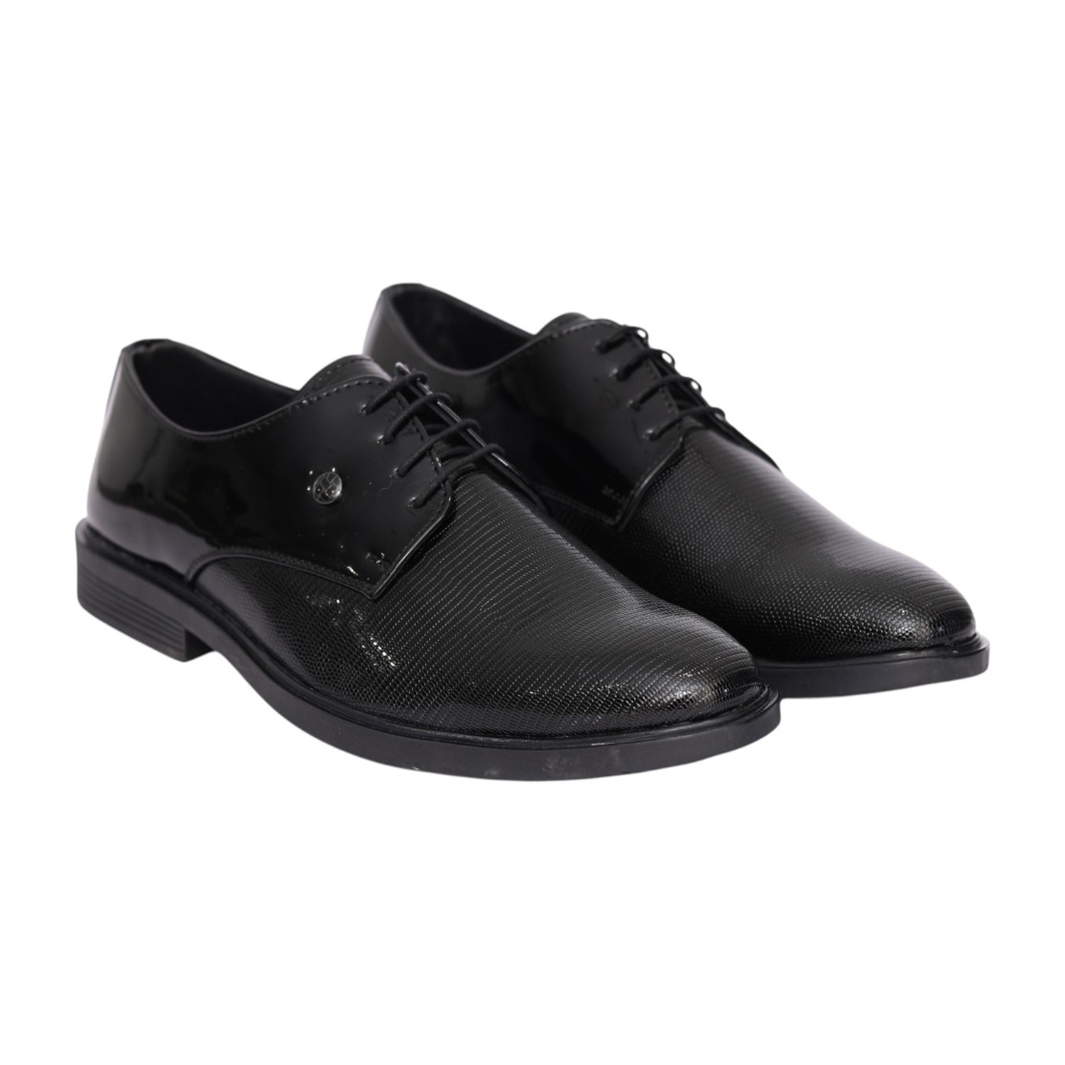 Men Black Glossy Derby Dress Shoes