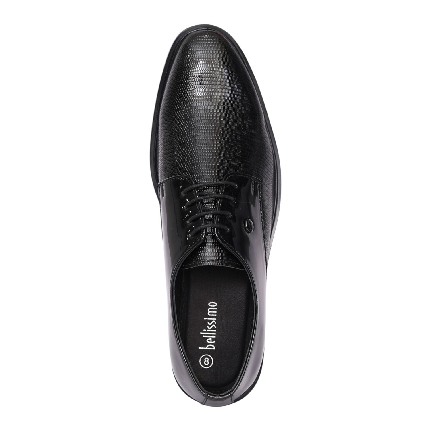 Men Black Glossy Derby Dress Shoes
