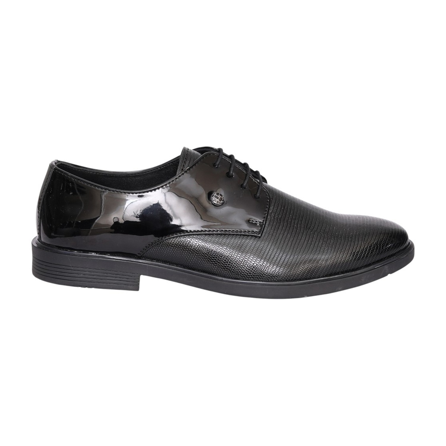 Men Black Glossy Derby Dress Shoes