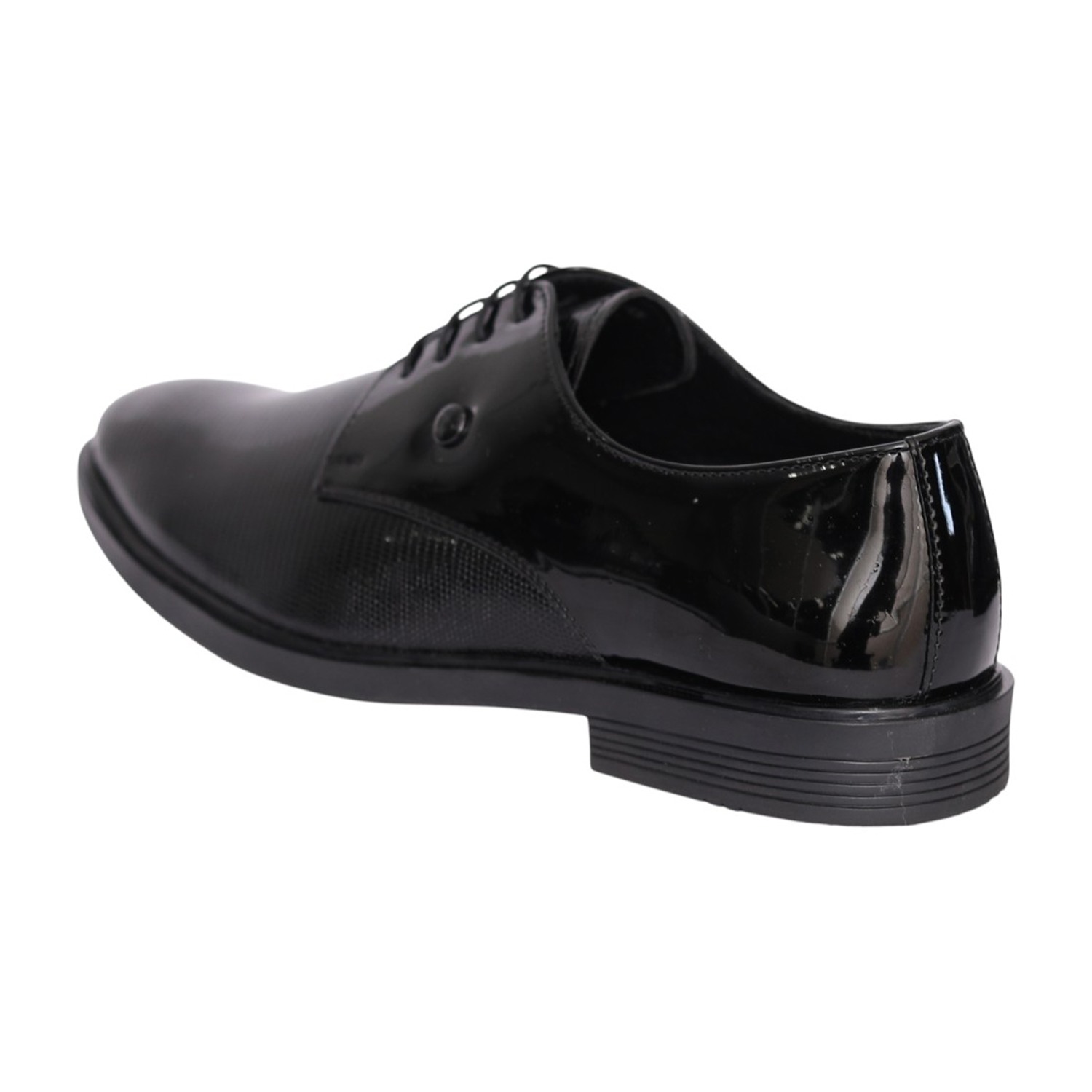 Men Black Glossy Derby Dress Shoes