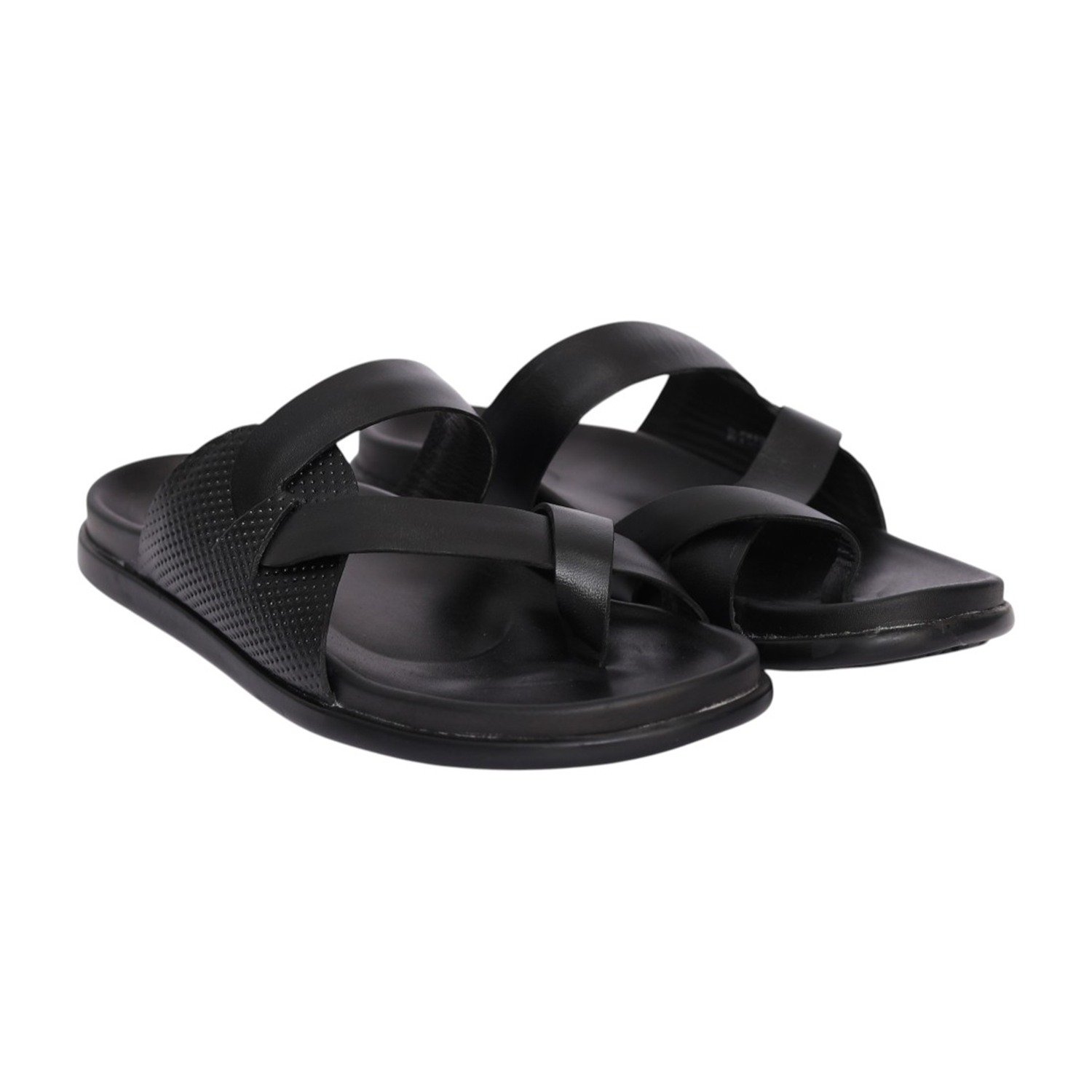 Men Black Dual Strap Casual Sandals