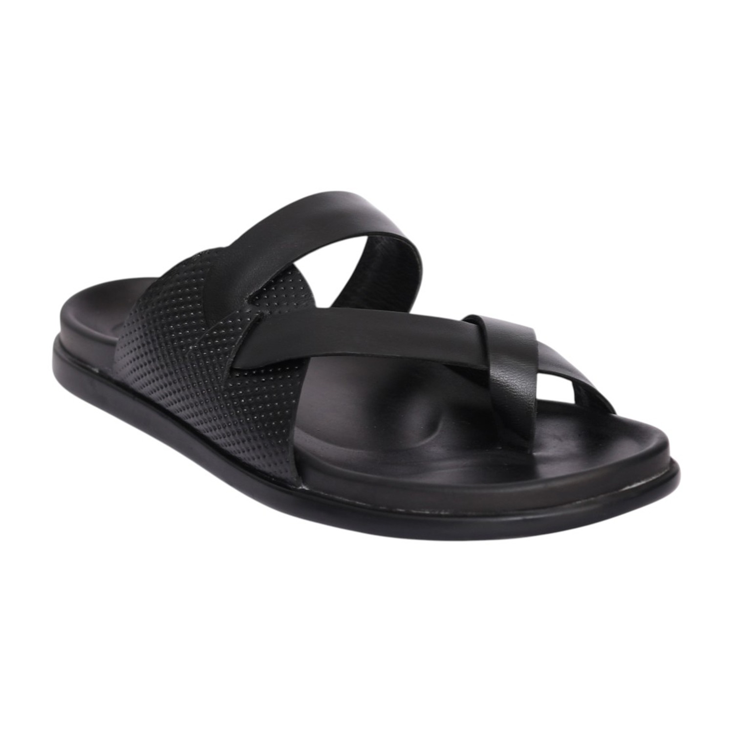 Men Black Dual Strap Casual Sandals