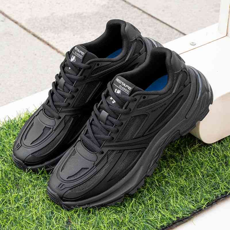 Men’s All-Black Lace-Up Sports & Running Shoes