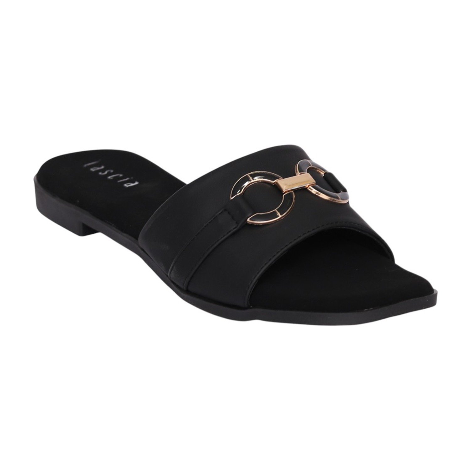 Women Black Decorative Link Sandal