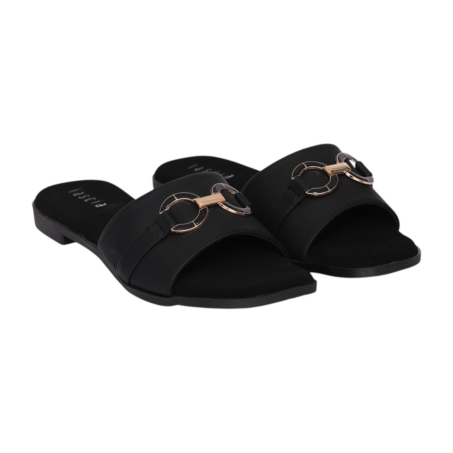 Women Black Decorative Link Sandal