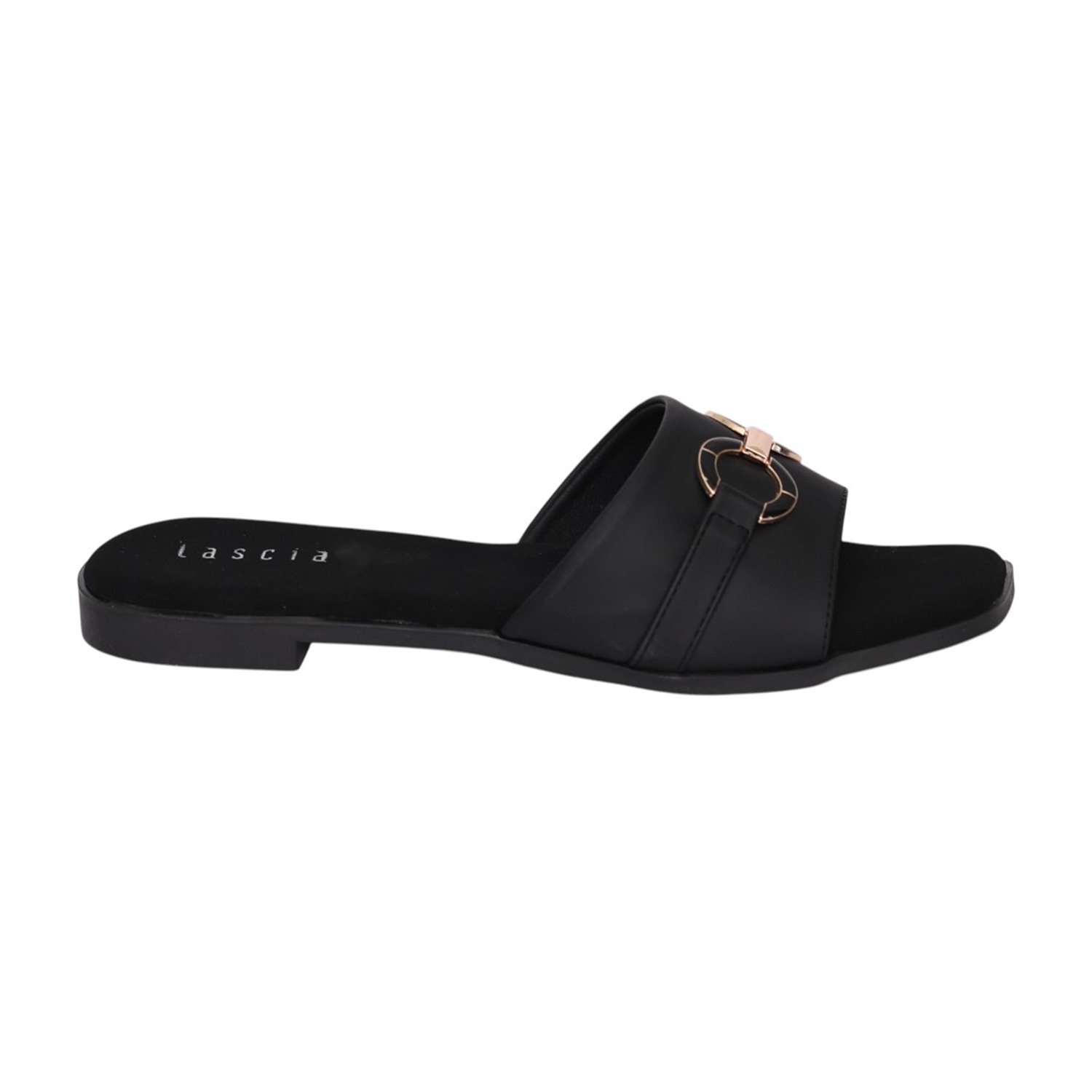 Women Black Decorative Link Sandal