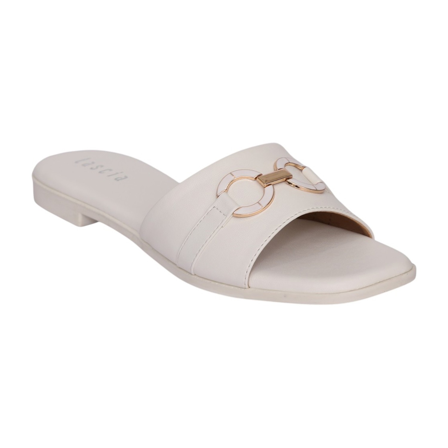 Women White Decorative Link Sandal