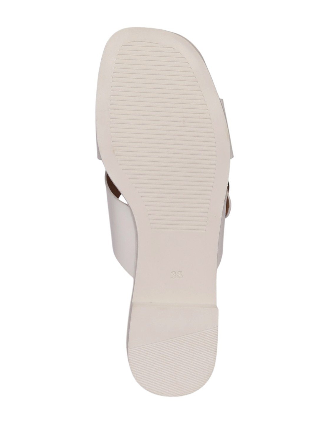 Women White Glossy Buckle Sandal