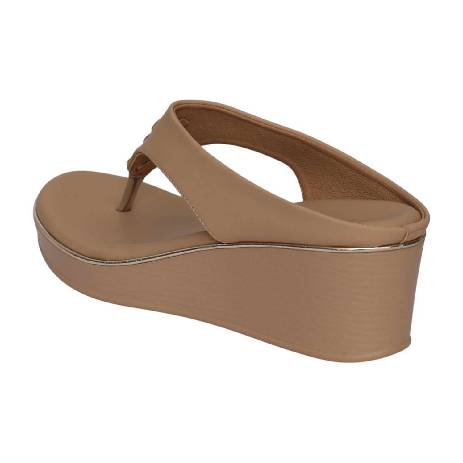 Women Beige Circle Accent Wedge Sandal