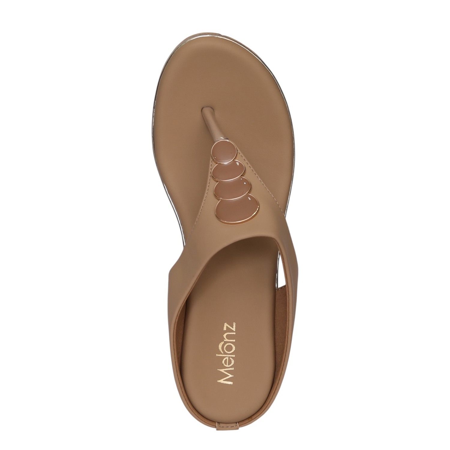 Women Beige Circle Accent Wedge Sandal