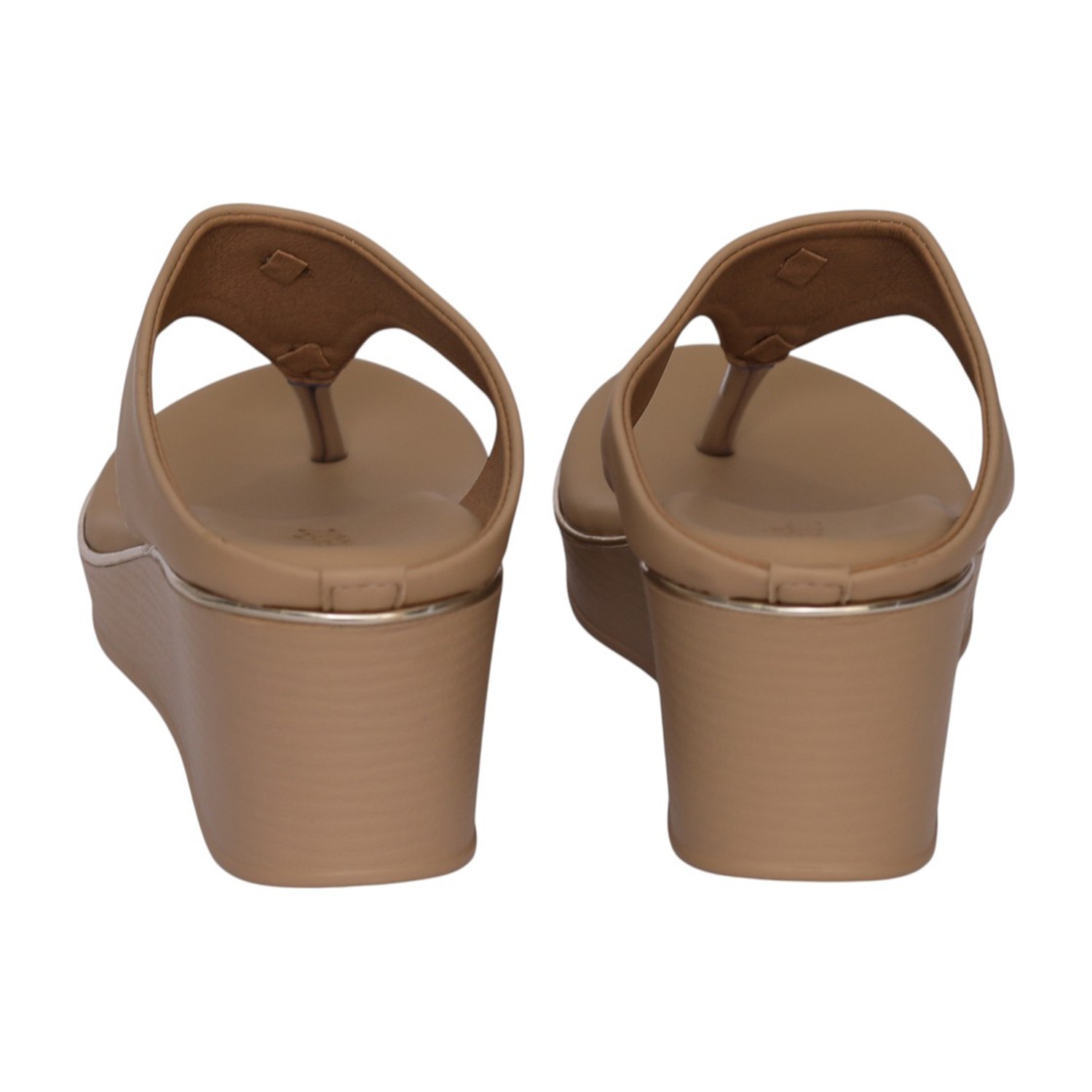 Women Beige Circle Accent Wedge Sandal