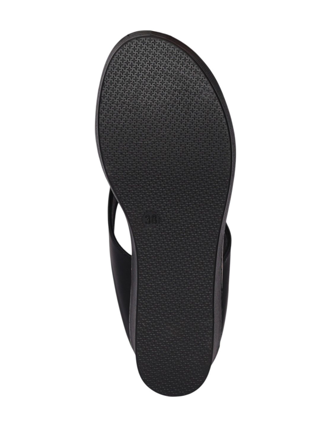 Women Black Circle Accent Wedge Sandal