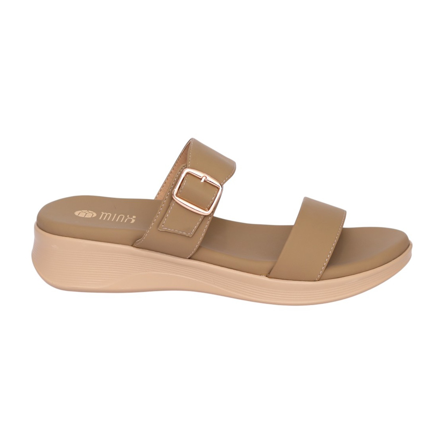 Women Khaki Double Strap Buckle Wedge