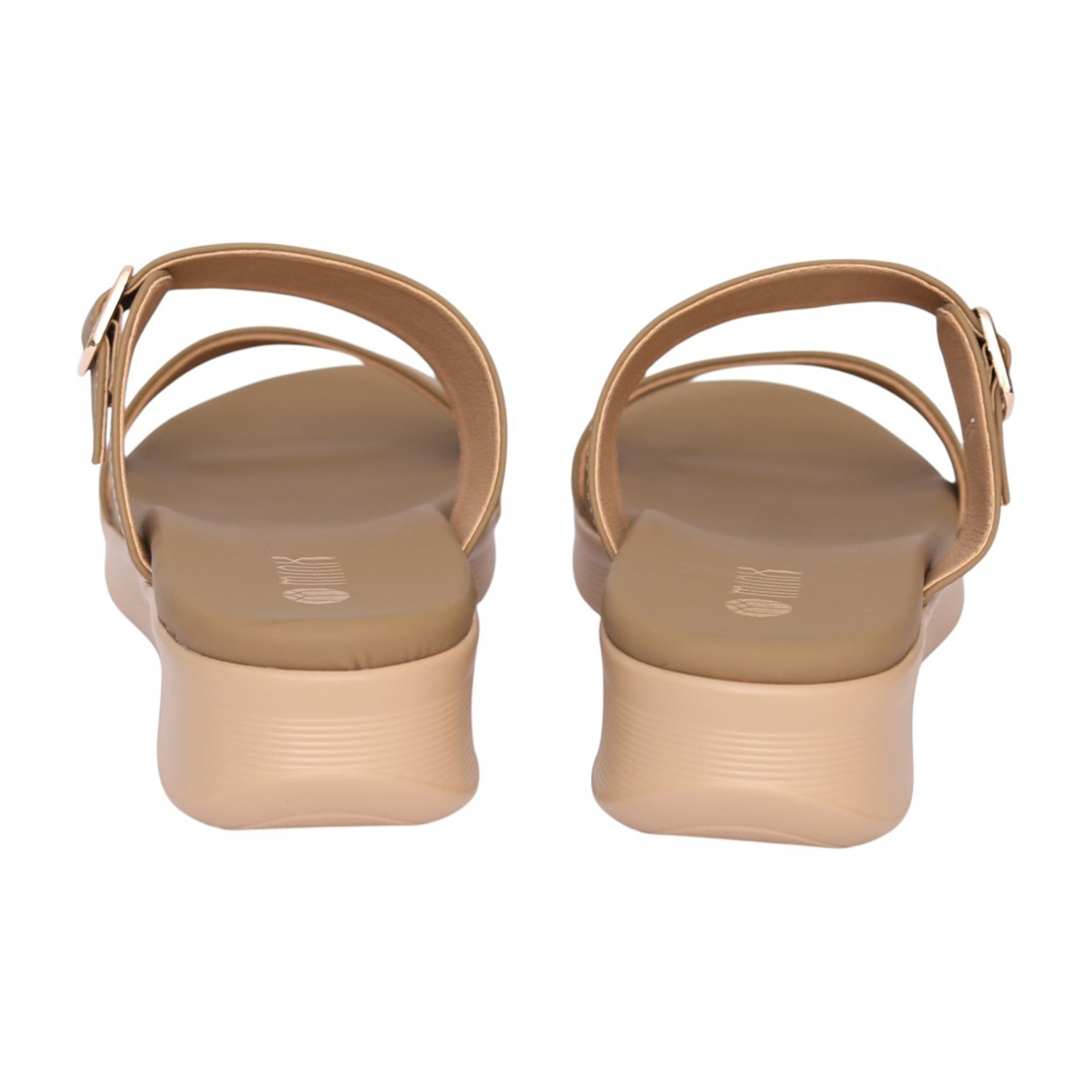 Women Khaki Double Strap Buckle Wedge