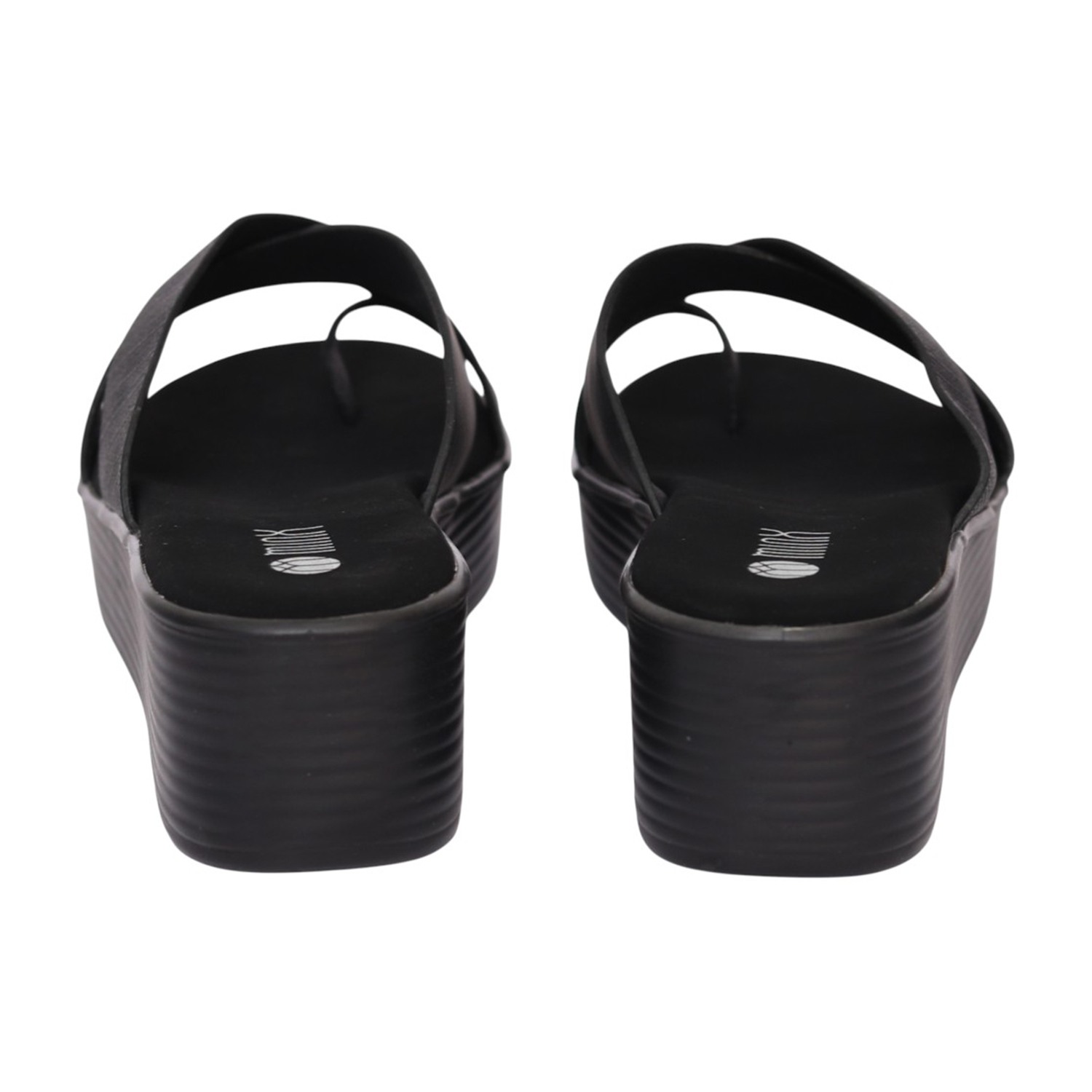 Women Black Stylish Cross Band Wedge