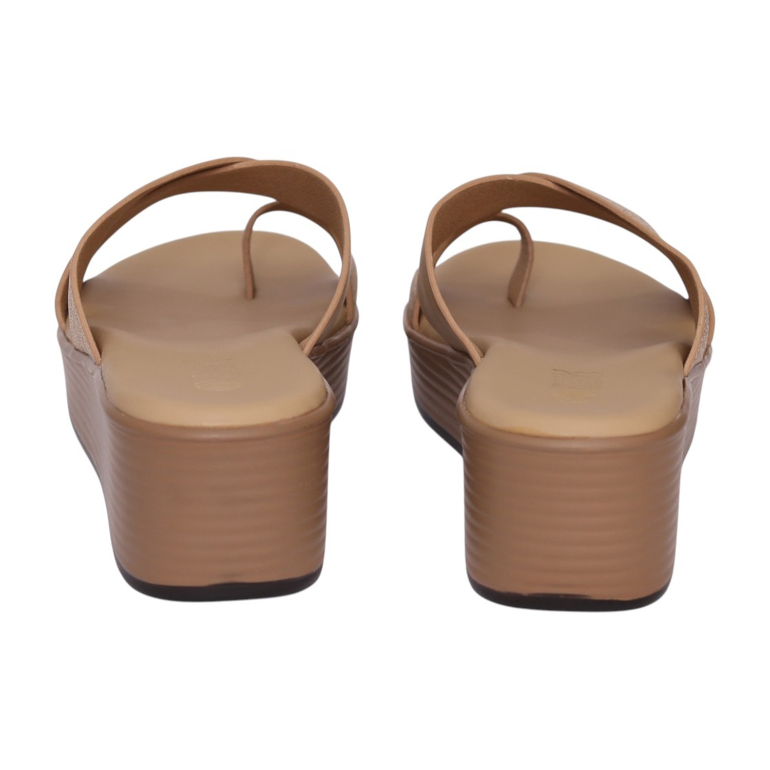 Women Dark Beige Stylish Cross Band Wedge