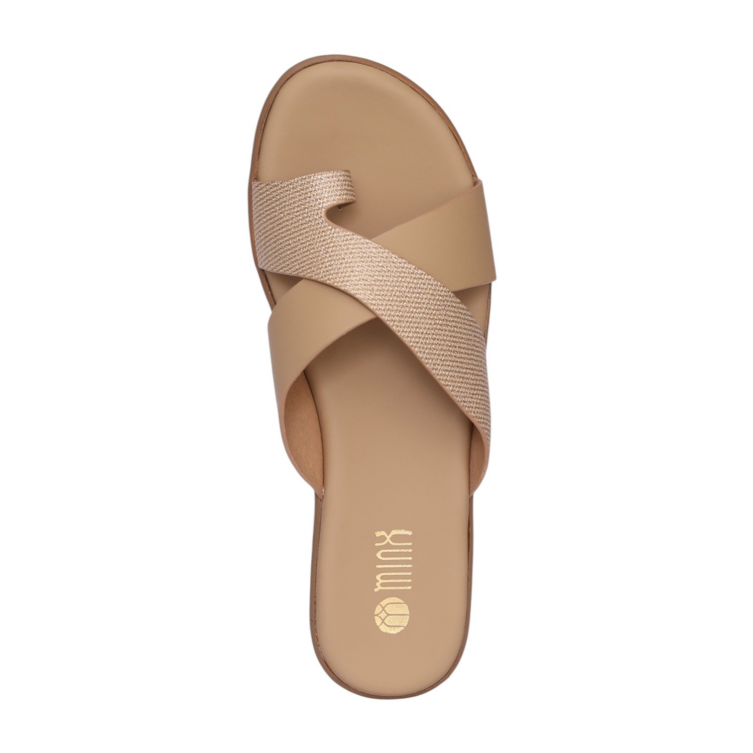 Women Dark Beige Stylish Cross Band Wedge