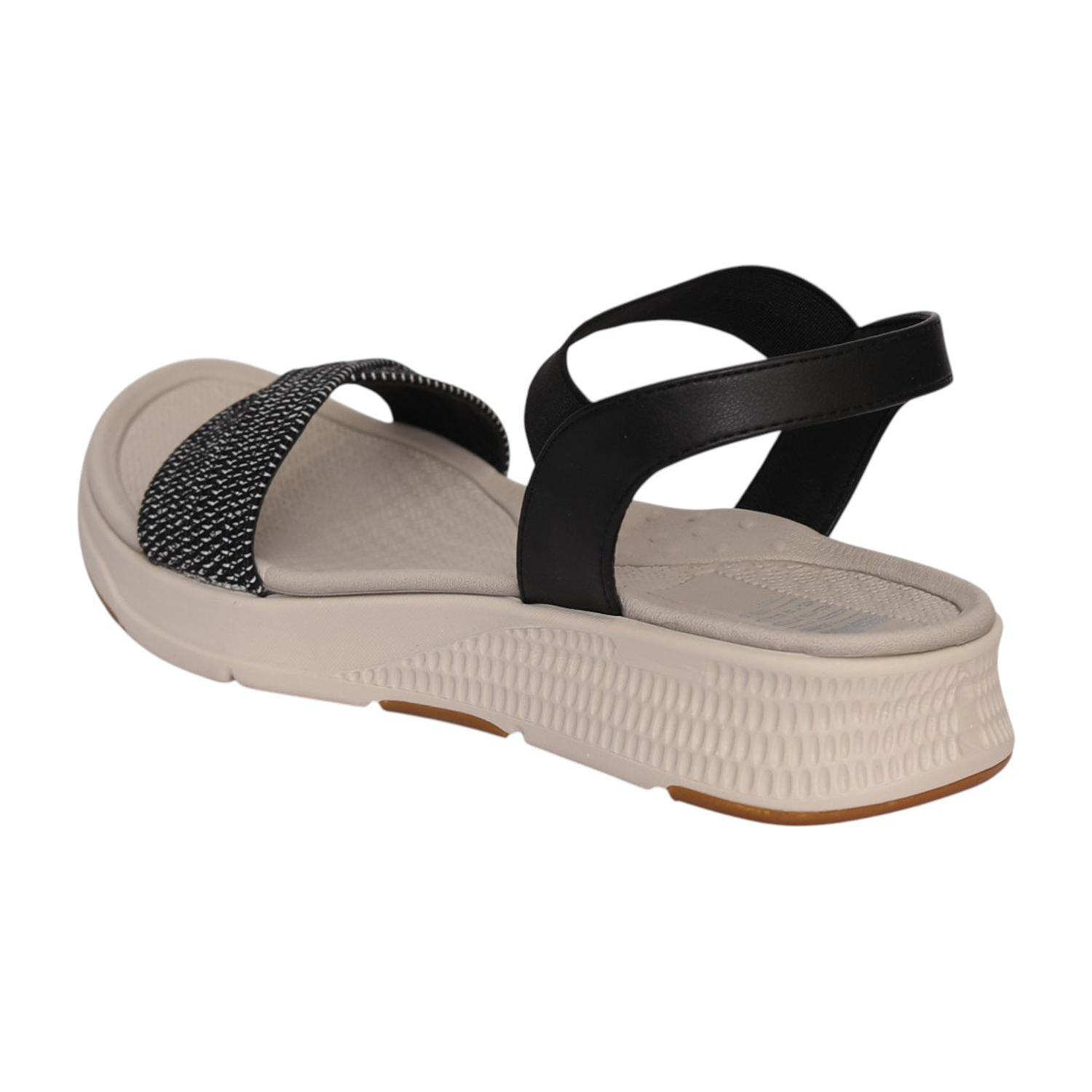 Women Black Shimmer Strap Comfort Sandal