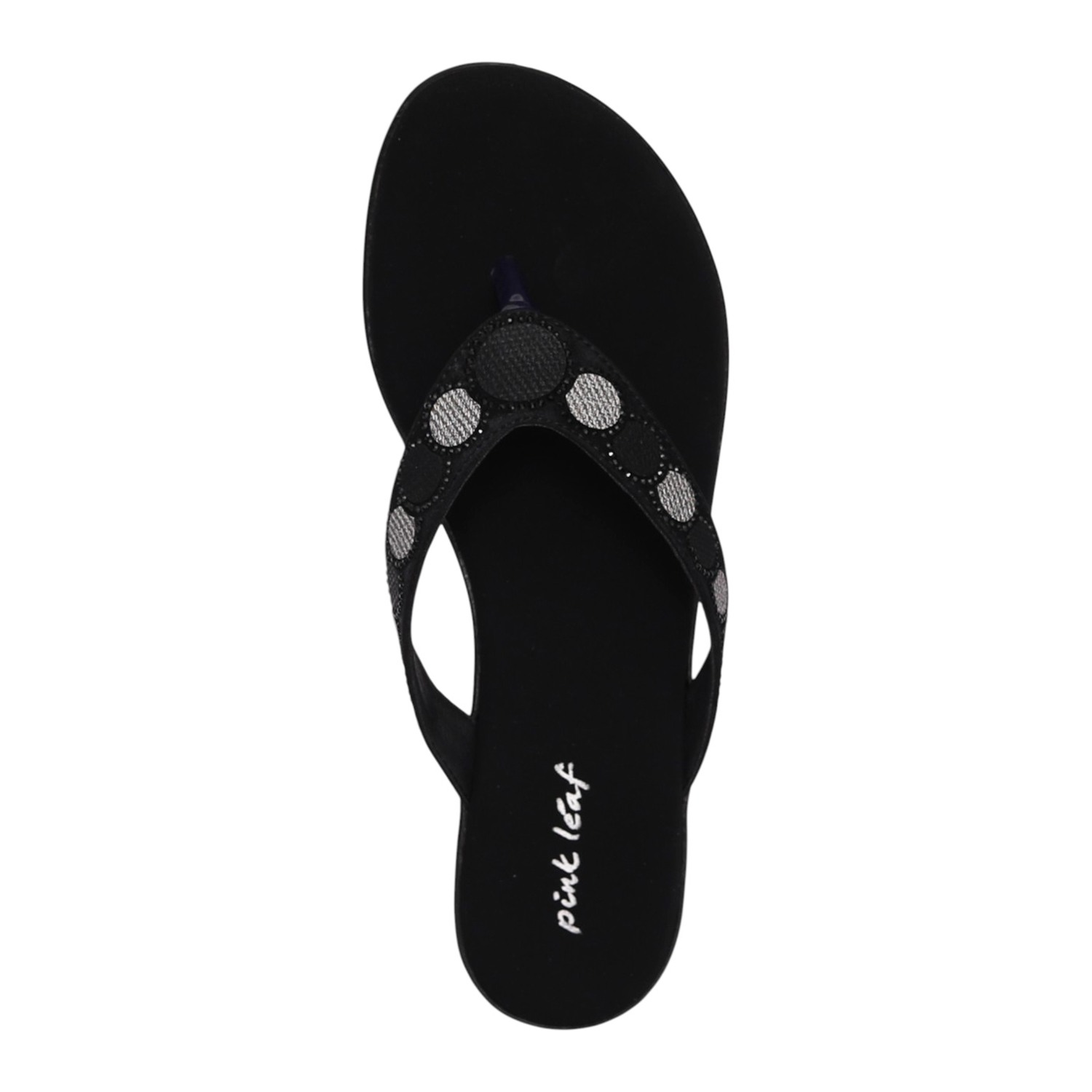 Women Black Regal Mirror Toe Post Wedge