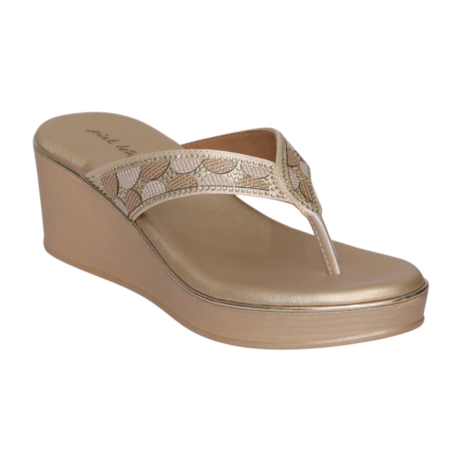 Women Gold Golden Glam Platform Wedge