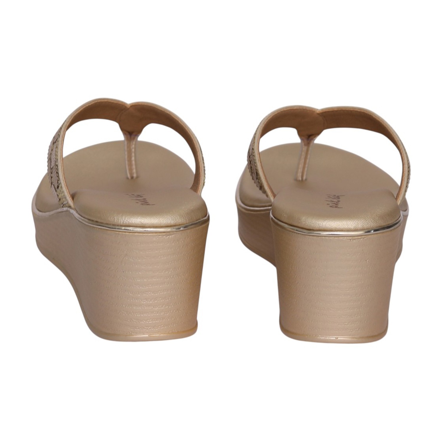 Women Gold Golden Glam Platform Wedge
