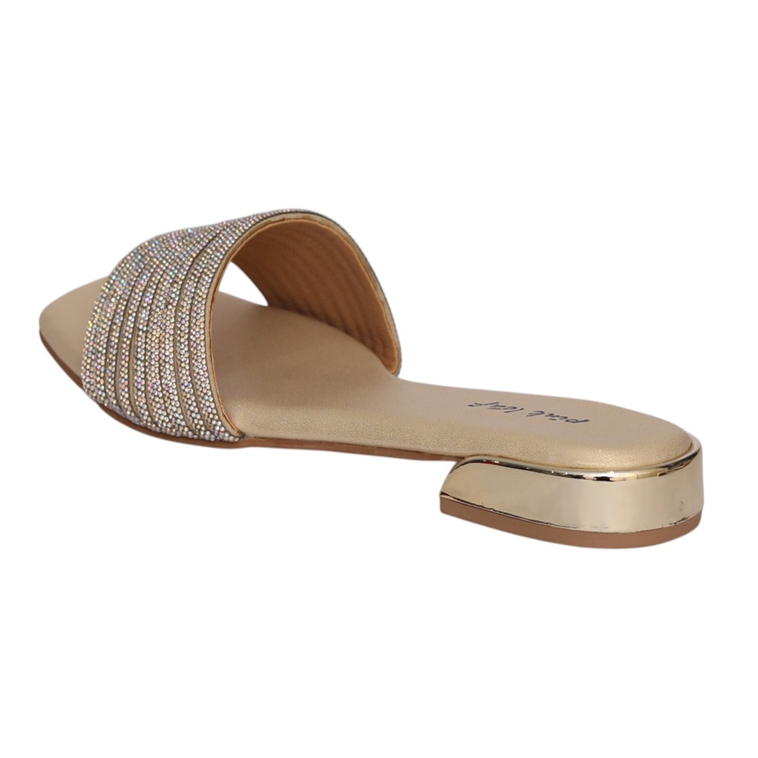 Women Gold Crystal Band Sandal