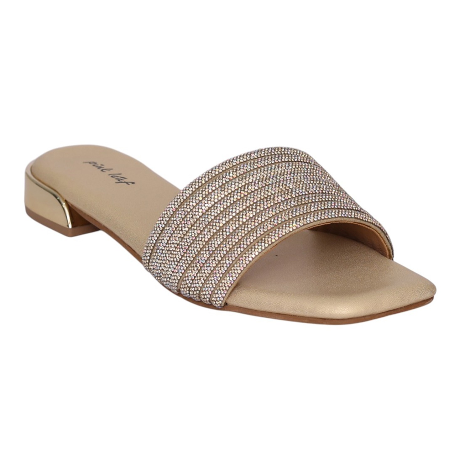 Women Gold Crystal Band Sandal