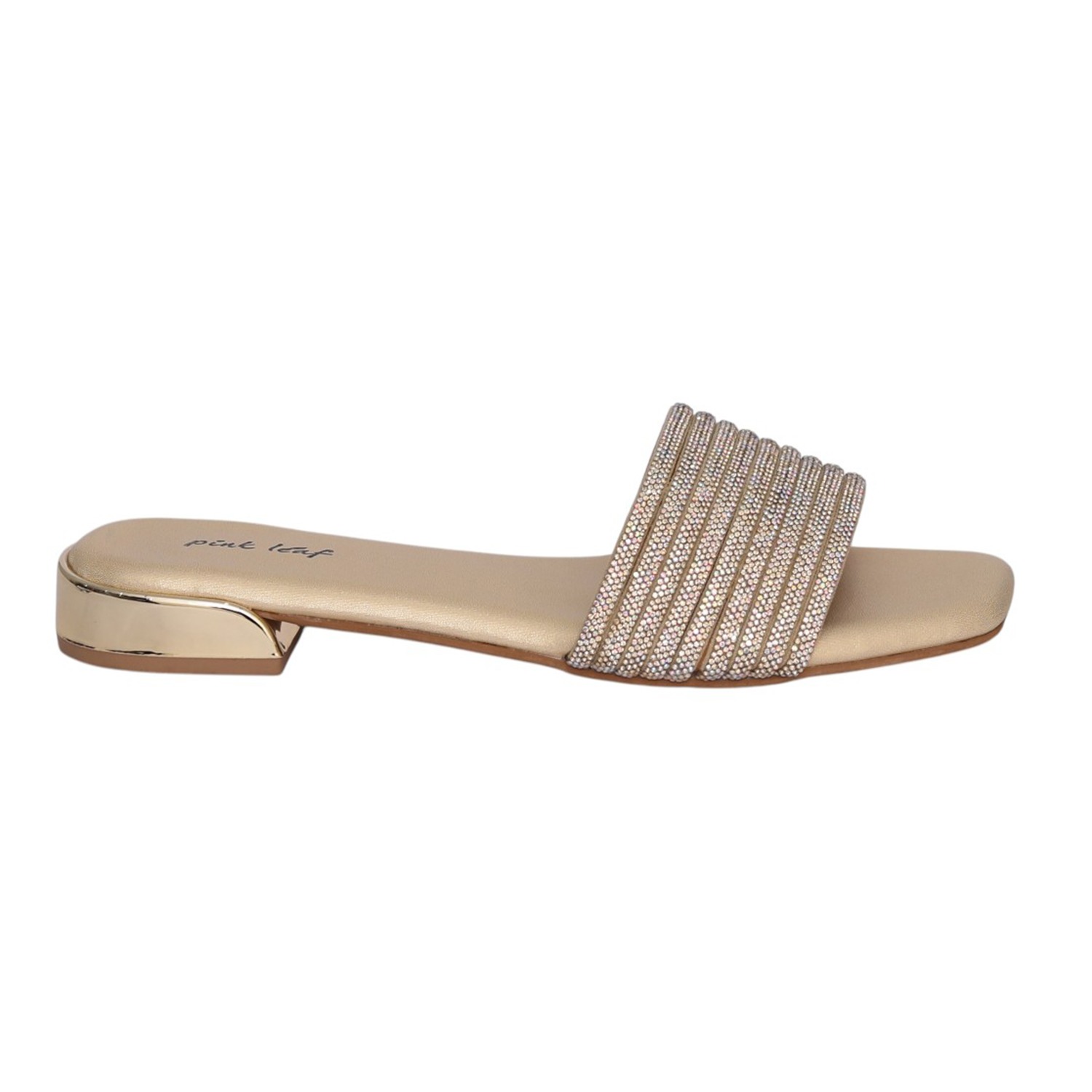 Women Gold Crystal Band Sandal